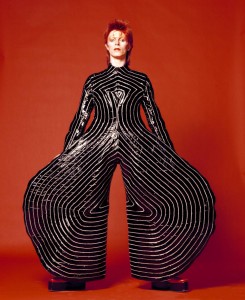 david bowie in striped bodysuit for aladdin sane tour by kansai yamamoto photo by masayoshi sukita 1973